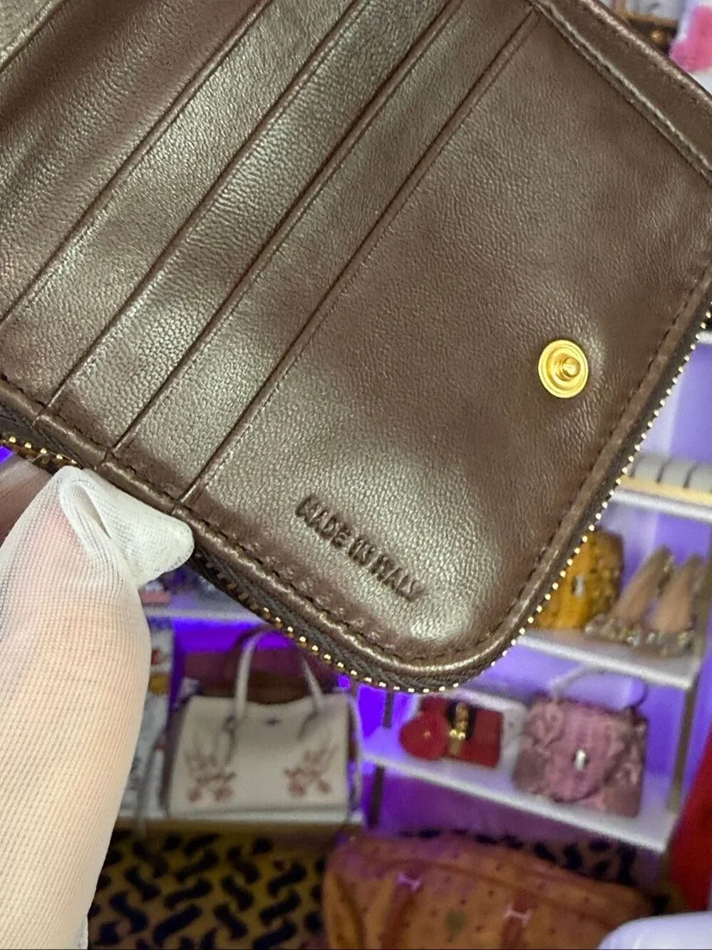 Rare Miu Miu 3D Logo Brown Leather Compact Wallet Full Set